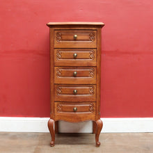 Load image into Gallery viewer, x SOLD Vintage French Oak Lingerie Chest of 5 Drawers Bedside or Hall Cabinet B12793
