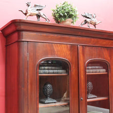 Load image into Gallery viewer, Antique Australian Cedar Two Door Bookcase Display Cabinet with Arched Glass Panels. B13162
