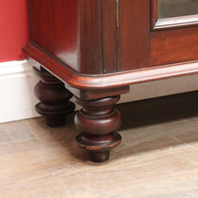 Load image into Gallery viewer, Antique Australian Cedar Two Door Bookcase Display Cabinet with Arched Glass Panels. B13162
