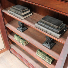 Load image into Gallery viewer, Antique Australian Cedar Two Door Bookcase Display Cabinet with Arched Glass Panels. B13162
