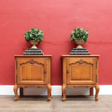Load image into Gallery viewer, x SOLD Vintage French Oak Pair of Bedside Table Cabinet with Single Door B12756
