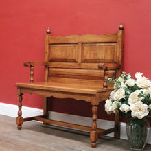 Load image into Gallery viewer, x SOLD Antique French Oak Hall Seat/Veranda Seat with Scalloped Detailing and Turned Legs. B12292
