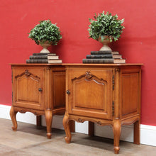 Load image into Gallery viewer, x SOLD Vintage French Oak Pair of Bedside Table Cabinet with Single Door B12756
