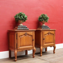 Load image into Gallery viewer, x SOLD Vintage French Oak Pair of Bedside Table Cabinet with Single Door B12756
