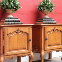 Load image into Gallery viewer, x SOLD Vintage French Oak Pair of Bedside Table Cabinet with Single Door B12756
