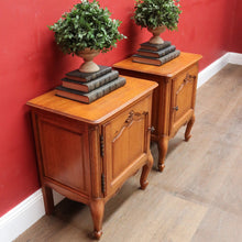 Load image into Gallery viewer, x SOLD Vintage French Oak Pair of Bedside Table Cabinet with Single Door B12756
