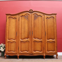 Load image into Gallery viewer, x SOLD An Antique French Oak 4 Door Bedroom Wardrobe Linen Press Armoire Cabinet B12802
