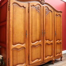 Load image into Gallery viewer, x SOLD An Antique French Oak 4 Door Bedroom Wardrobe Linen Press Armoire Cabinet B12802
