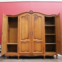 Load image into Gallery viewer, x SOLD An Antique French Oak 4 Door Bedroom Wardrobe Linen Press Armoire Cabinet B12802
