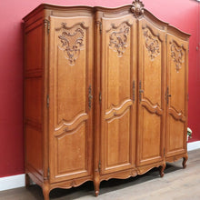 Load image into Gallery viewer, Antique French Wardrobe, French Oak 4 Door Armoire Wardrobe Linen Press Cabinet B12803
