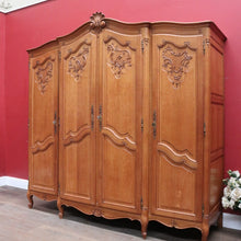 Load image into Gallery viewer, Antique French Wardrobe, French Oak 4 Door Armoire Wardrobe Linen Press Cabinet B12803
