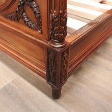 Load image into Gallery viewer, Antique French Walnut Double Bed with Carved Ribbon, Floral &amp; Cartouche Detail. B12193
