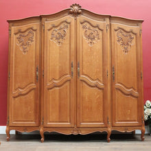 Load image into Gallery viewer, Antique French Wardrobe, French Oak 4 Door Armoire Wardrobe Linen Press Cabinet B12803
