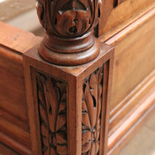 Load image into Gallery viewer, Antique French Walnut Double Bed with Carved Ribbon, Floral &amp; Cartouche Detail. B12193
