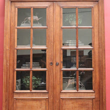 Load image into Gallery viewer, Antique French Oak Two-Door Glazed Cabinet with Key and Adjustable Shelves. B12275
