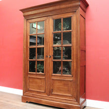 Load image into Gallery viewer, Antique French Oak Two-Door Glazed Cabinet with Key and Adjustable Shelves. B12275
