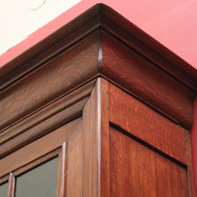 Load image into Gallery viewer, Antique French Oak Two-Door Glazed Cabinet with Key and Adjustable Shelves. B12275
