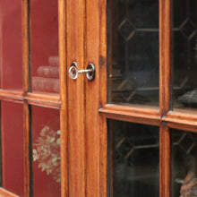 Load image into Gallery viewer, Antique French Oak Two-Door Glazed Cabinet with Key and Adjustable Shelves. B12275
