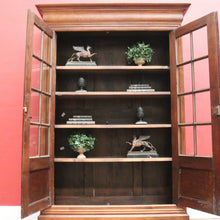Load image into Gallery viewer, Antique French Oak Two-Door Glazed Cabinet with Key and Adjustable Shelves. B12275
