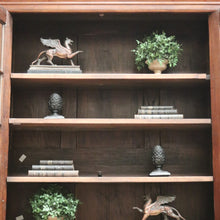 Load image into Gallery viewer, Antique French Oak Two-Door Glazed Cabinet with Key and Adjustable Shelves. B12275
