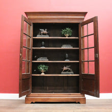 Load image into Gallery viewer, Antique French Oak Two-Door Glazed Cabinet with Key and Adjustable Shelves. B12275
