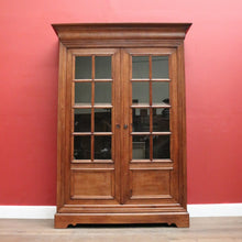 Load image into Gallery viewer, Antique French Oak Two-Door Glazed Cabinet with Key and Adjustable Shelves. B12275
