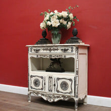 Load image into Gallery viewer, Antique French Shabby Chic Side Cabinet with Drawer &amp; Open Display Space. B12490
