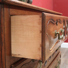 Load image into Gallery viewer, x SOLD Antique French Oak Carved front 3 Three Drawer Chest of Bedroom Drawers Brass handles B12819
