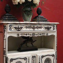 Load image into Gallery viewer, Antique French Shabby Chic Side Cabinet with Drawer &amp; Open Display Space. B12490

