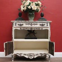 Load image into Gallery viewer, Antique French Shabby Chic Side Cabinet with Drawer &amp; Open Display Space. B12490
