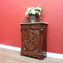 Load image into Gallery viewer, Antique French Rosewood Marble Top Hall Cabinet c1870 – Single Door with 2 Keys. B12486
