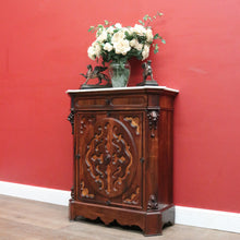 Load image into Gallery viewer, Antique French Rosewood Marble Top Hall Cabinet c1870 – Single Door with 2 Keys. B12486
