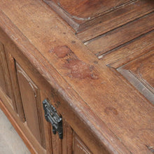Load image into Gallery viewer, Antique French Oak Blanket Box Coffer with Panelled Sides and Iron Handle. B12781
