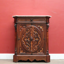 Load image into Gallery viewer, Antique French Rosewood Marble Top Hall Cabinet c1870 – Single Door with 2 Keys. B12486

