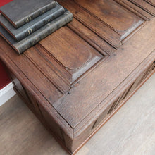 Load image into Gallery viewer, Antique French Oak Blanket Box Coffer with Panelled Sides and Iron Handle. B12781
