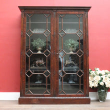 Load image into Gallery viewer, Antique English Flame Mahogany Two-Door Cabinet with Glass Panes and Key. B12448
