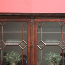 Load image into Gallery viewer, Antique English Flame Mahogany Two-Door Cabinet with Glass Panes and Key. B12448
