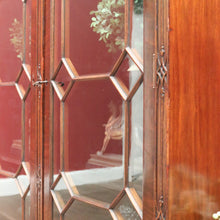 Load image into Gallery viewer, Antique English Flame Mahogany Two-Door Cabinet with Glass Panes and Key. B12448
