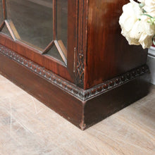 Load image into Gallery viewer, Antique English Flame Mahogany Two-Door Cabinet with Glass Panes and Key. B12448
