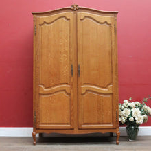 Load image into Gallery viewer, x SOLD Antique French Oak 2 Door Wardrobe Cloak Cabinet with Hanging Rail and Shelves. B12760
