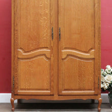 Load image into Gallery viewer, x SOLD Antique French Oak 2 Door Wardrobe Cloak Cabinet with Hanging Rail and Shelves. B12760
