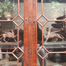 Load image into Gallery viewer, Antique English Flame Mahogany Two-Door Cabinet with Glass Panes and Key. B12448
