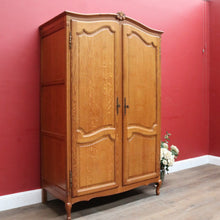 Load image into Gallery viewer, x SOLD Antique French Oak 2 Door Wardrobe Cloak Cabinet with Hanging Rail and Shelves. B12760
