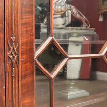 Load image into Gallery viewer, Antique English Flame Mahogany Two-Door Cabinet with Glass Panes and Key. B12448
