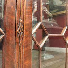Load image into Gallery viewer, Antique English Flame Mahogany Two-Door Cabinet with Glass Panes and Key. B12448
