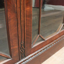 Load image into Gallery viewer, Antique English Flame Mahogany Two-Door Cabinet with Glass Panes and Key. B12448
