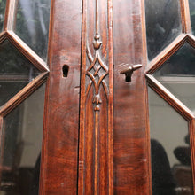 Load image into Gallery viewer, Antique English Flame Mahogany Two-Door Cabinet with Glass Panes and Key. B12448
