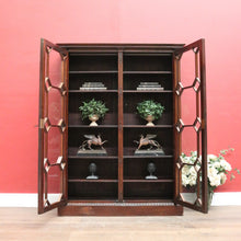 Load image into Gallery viewer, Antique English Flame Mahogany Two-Door Cabinet with Glass Panes and Key. B12448
