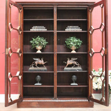 Load image into Gallery viewer, Antique English Flame Mahogany Two-Door Cabinet with Glass Panes and Key. B12448
