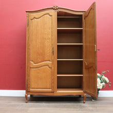 Load image into Gallery viewer, x SOLD Antique French Oak 2 Door Wardrobe Cloak Cabinet with Hanging Rail and Shelves. B12760
